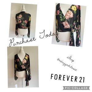 F21 Floral Sheer Blouse